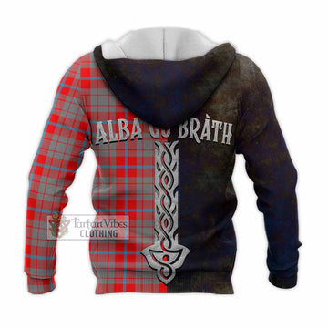 Moubray Tartan Family Crest Knitted Hoodie Alba Gu Brath Be Brave Lion Ancient Style - Tartan Vibes Clothing