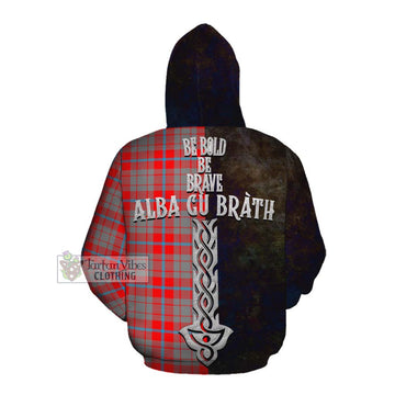 Moubray Tartan Family Crest Cotton Hoodie Alba Gu Brath Be Brave Lion Ancient Style Pullover Hoodie - Tartan Vibes Clothing