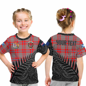 Moubray Crest Tartan Kid T-Shirt with New Zealand Silver Fern Half Style - Tartan Vibes Clothing