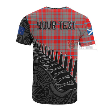 Moubray Crest Tartan Cotton T-shirt with New Zealand Silver Fern Half Style - Tartan Vibes Clothing