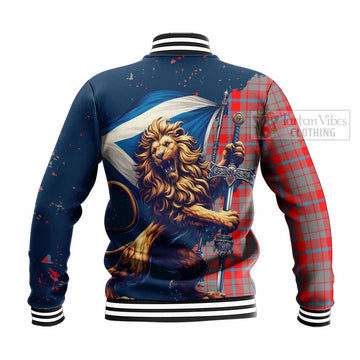 Moubray Tartan Family Crest Baseball Jacket with Scottish Majestic Lion - Tartan Vibes Clothing