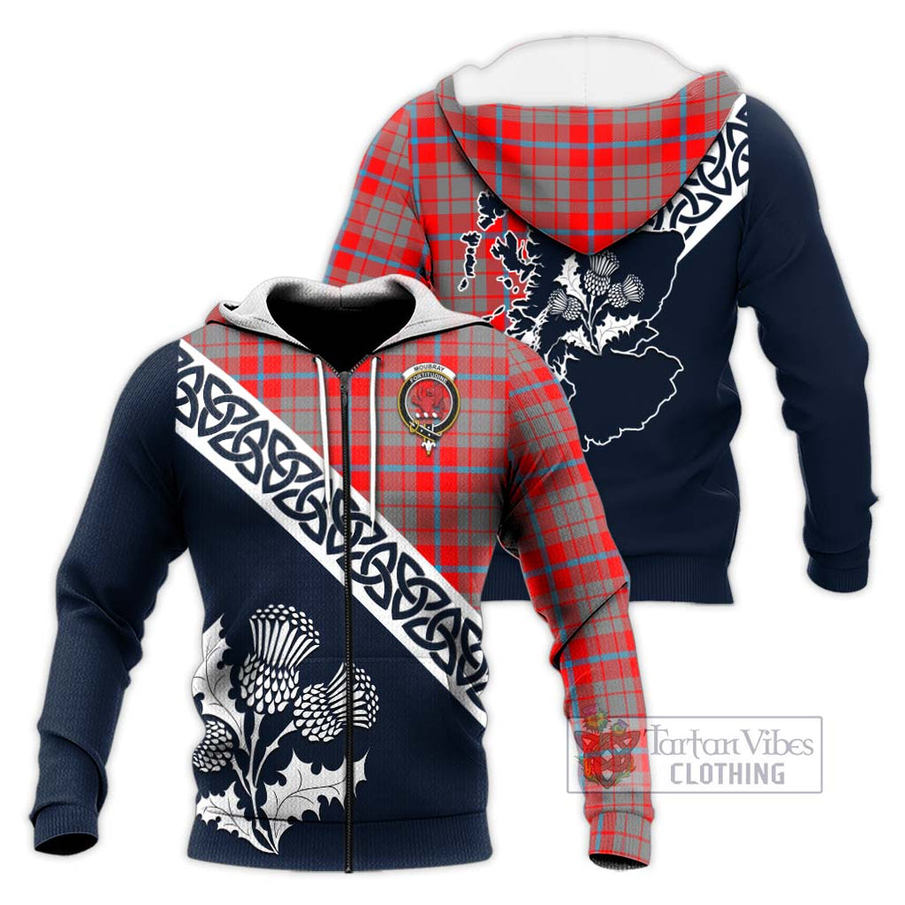 Moubray Tartan Knitted Hoodie Featuring Thistle and Scotland Map Unisex Knitted Zip Hoodie - Tartan Vibes Clothing