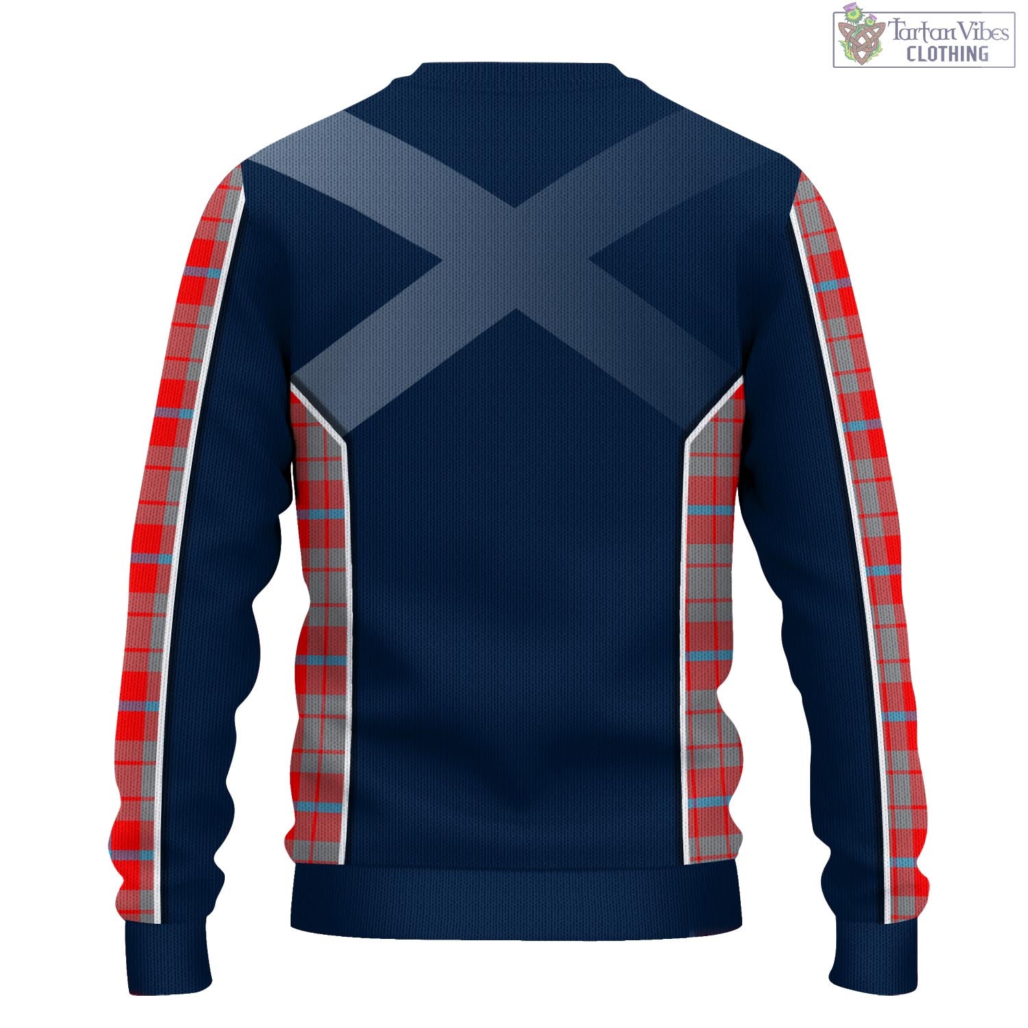 Tartan Vibes Clothing Moubray Tartan Knitted Sweatshirt with Family Crest and Scottish Thistle Vibes Sport Style