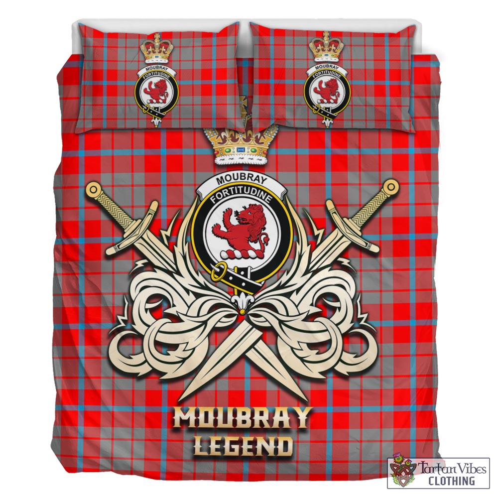 Moubray Tartan Bedding Set with Clan Crest and the Golden Sword of Courageous Legacy - Tartan Vibes Clothing