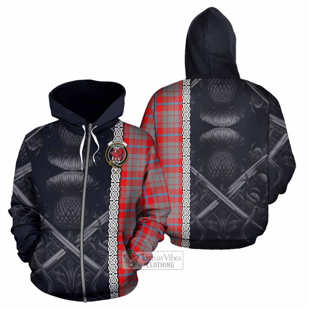 Moubray Tartan Hoodie with Family Crest Cross Sword Thistle Celtic Vibes Zip Hoodie - Tartan Vibes Clothing