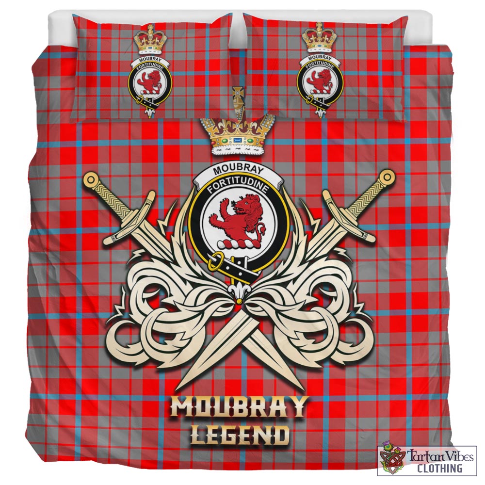Moubray Tartan Bedding Set with Clan Crest and the Golden Sword of Courageous Legacy - Tartan Vibes Clothing