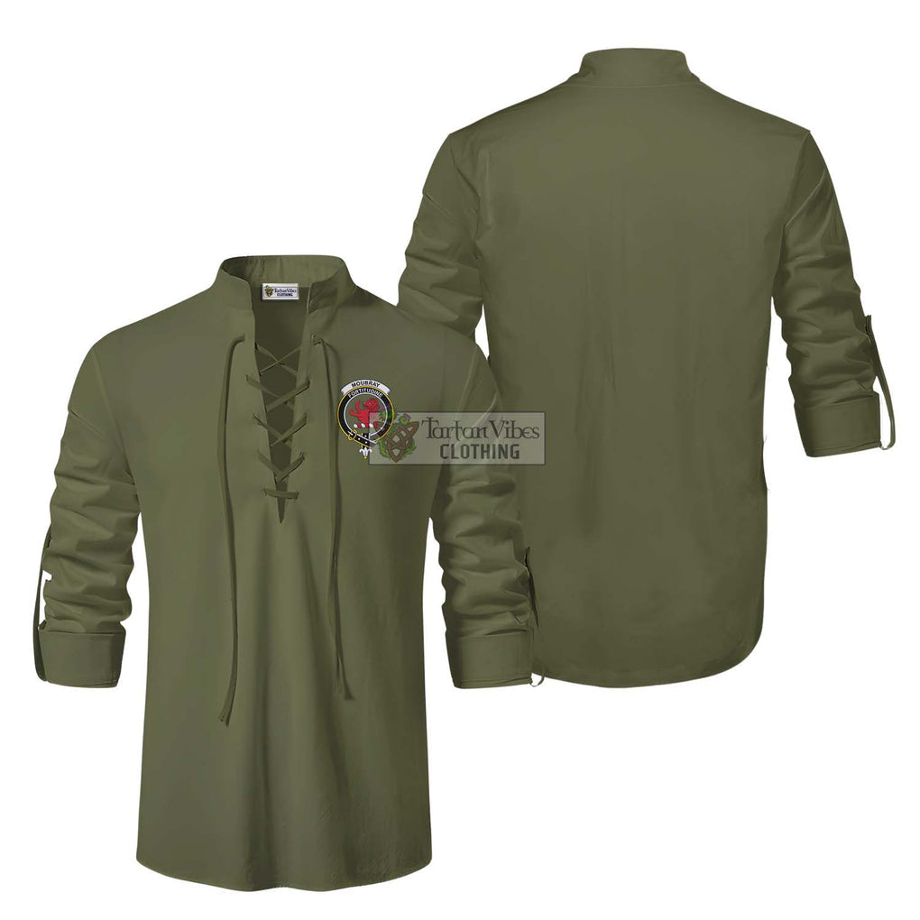 Moubray Clan Crest Ghillie Kilt Shirt Men Military Green - 2D-tartanvibesclothing