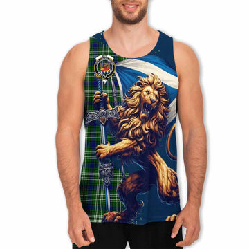 Mow Tartan Family Crest Men's Tank Top with Scottish Majestic Lion Men - Tartan Vibes Clothing