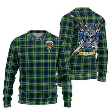 Mow Tartan Ugly Sweater with Family Crest Celtic Skull Style