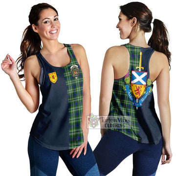 Mow Tartan Women's Racerback Tanks Alba with Scottish Lion Royal Arm Half Style 4XL - Tartan Vibes Clothing