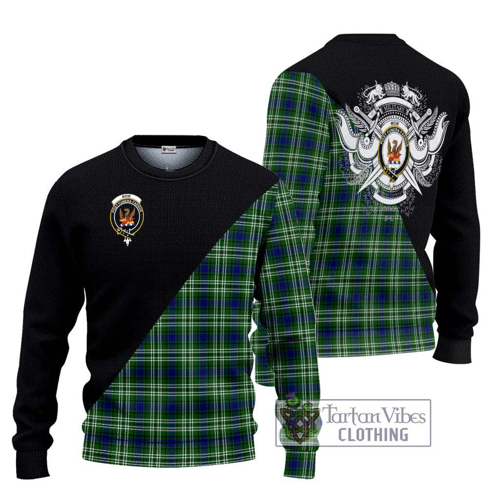 Mow Tartan Knitted Sweater with Family Crest and Military Logo Style Unisex - Tartanvibesclothing Shop