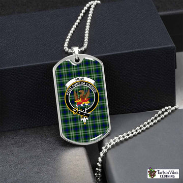 Mow Tartan Dog Tag Necklace with Family Crest Silver No - Tartan Vibes Clothing