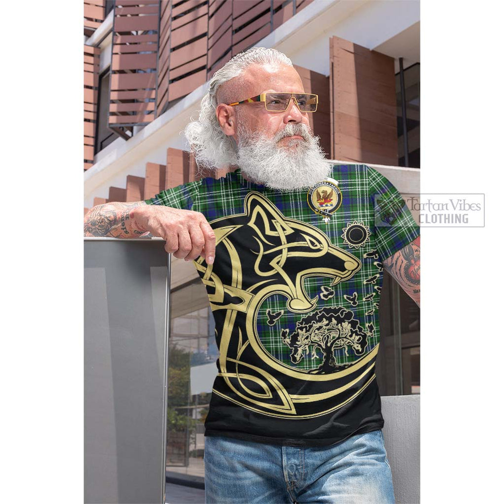 Mow Tartan Cotton T-shirt with Family Crest Celtic Wolf Style Men's Shirt - Tartan Vibes Clothing