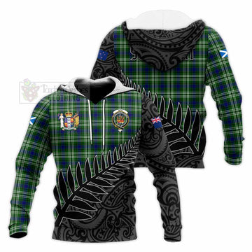 Mow Crest Tartan Knitted Hoodie with New Zealand Silver Fern Half Style