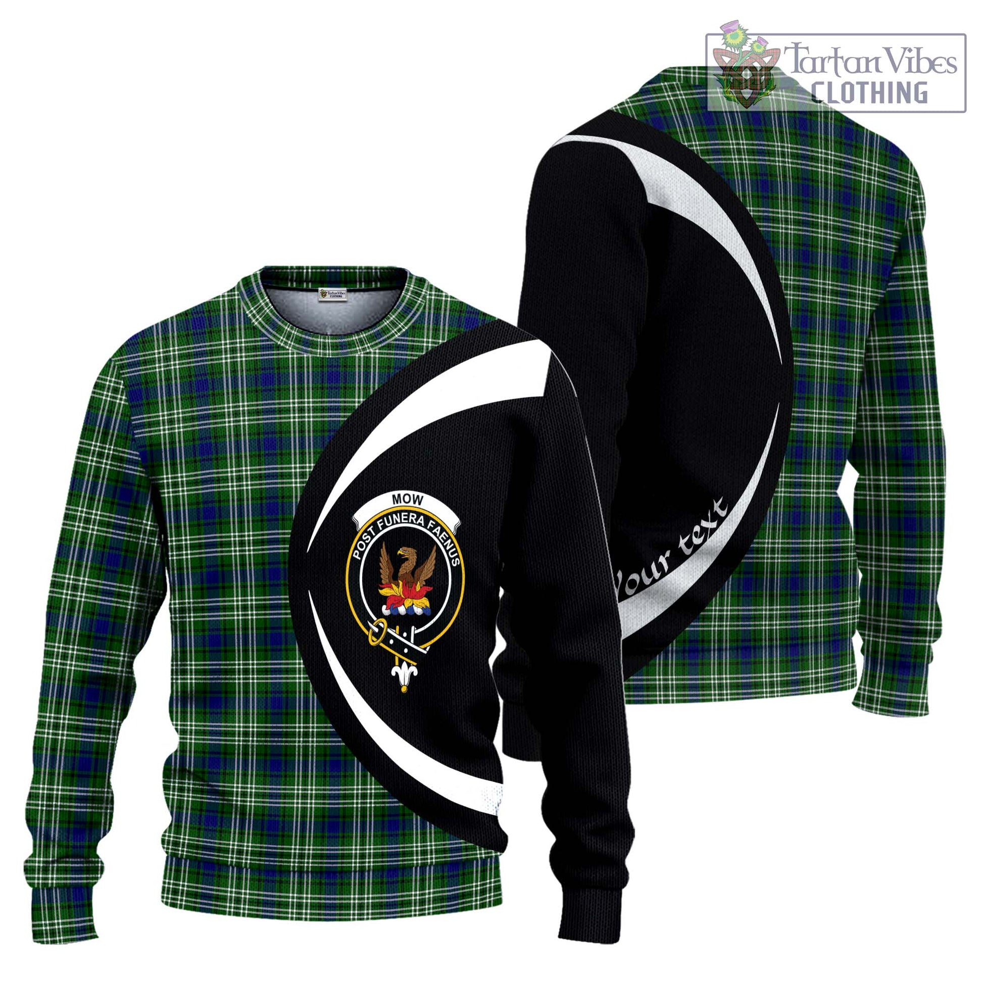 Mow Tartan Knitted Sweater with Family Crest Circle Style Unisex - Tartan Vibes Clothing