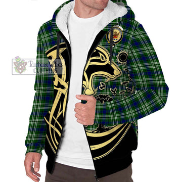 Mow Tartan Sherpa Hoodie with Family Crest Celtic Wolf Style Unisex S - Tartan Vibes Clothing