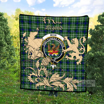 Mow Tartan Quilt with Family Crest and Scottish Symbol Style Super King Quilt 91" x 110" - Tartan Vibes Clothing