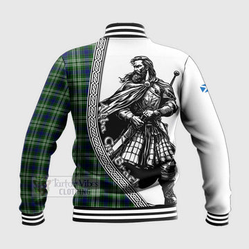 Mow Tartan Clan Crest Baseball Jacket with Highlander Warrior Celtic Style - Tartan Vibes Clothing