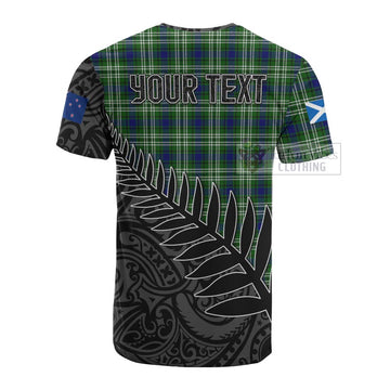 Mow Crest Tartan Cotton T-shirt with New Zealand Silver Fern Half Style - Tartan Vibes Clothing