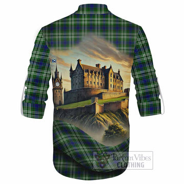 Mow Tartan Family Crest Ghillie Kilt Shirt with Scottish Ancient Castle Style - Tartan Vibes Clothing