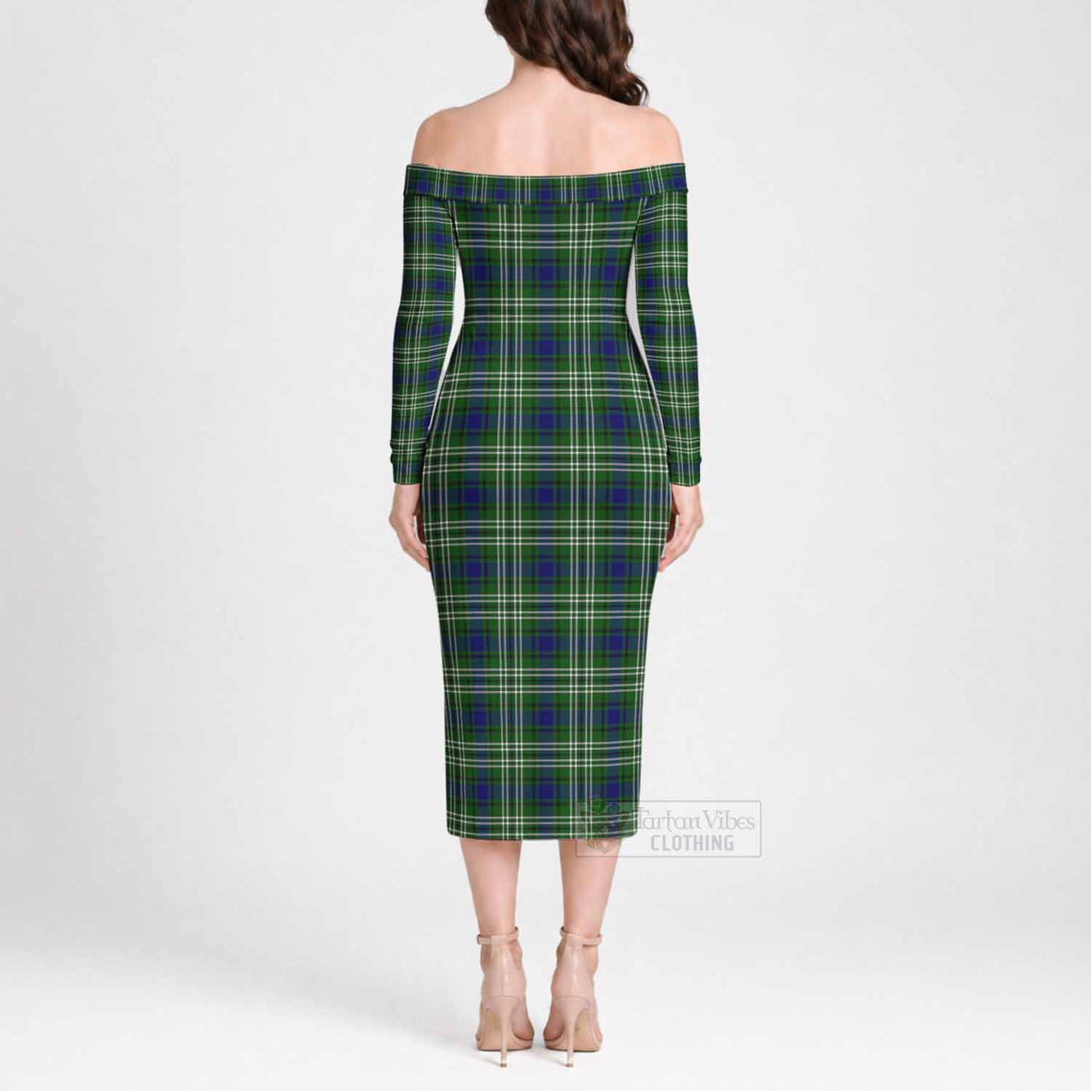 Mow Tartan Off Shoulder Long Sleeve Dress - Tartan Vibes Clothing