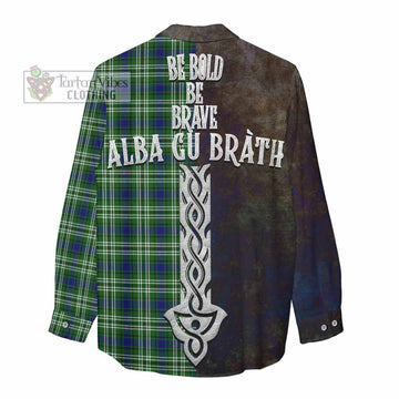 Mow Tartan Family Crest Women's Casual Shirt Alba Gu Brath Be Brave Lion Ancient Style - Tartan Vibes Clothing