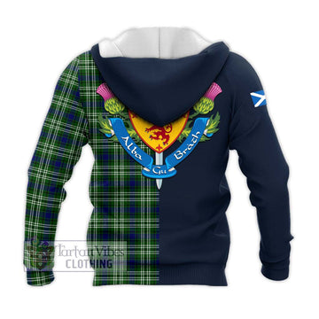 Mow Tartan Knitted Hoodie Alba with Scottish Lion Royal Arm Half Style