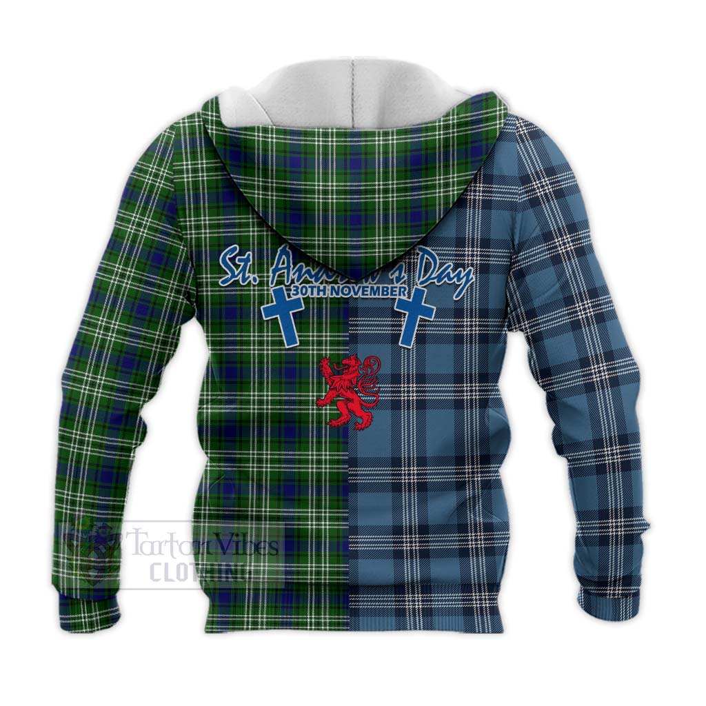 Tartan Vibes Clothing Mow Tartan Knitted Hoodie Happy St. Andrew's Day Half Tartan Style