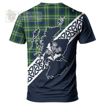 Mow Tartan T-Shirt Featuring Thistle and Scotland Map - Tartanvibesclothing Store
