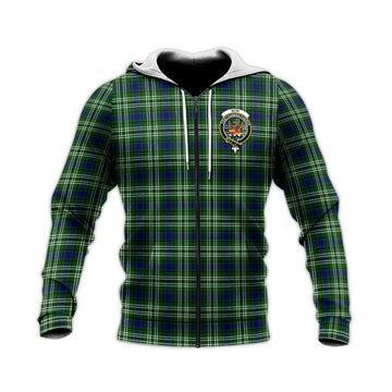 Mow Tartan Knitted Hoodie with Family Crest