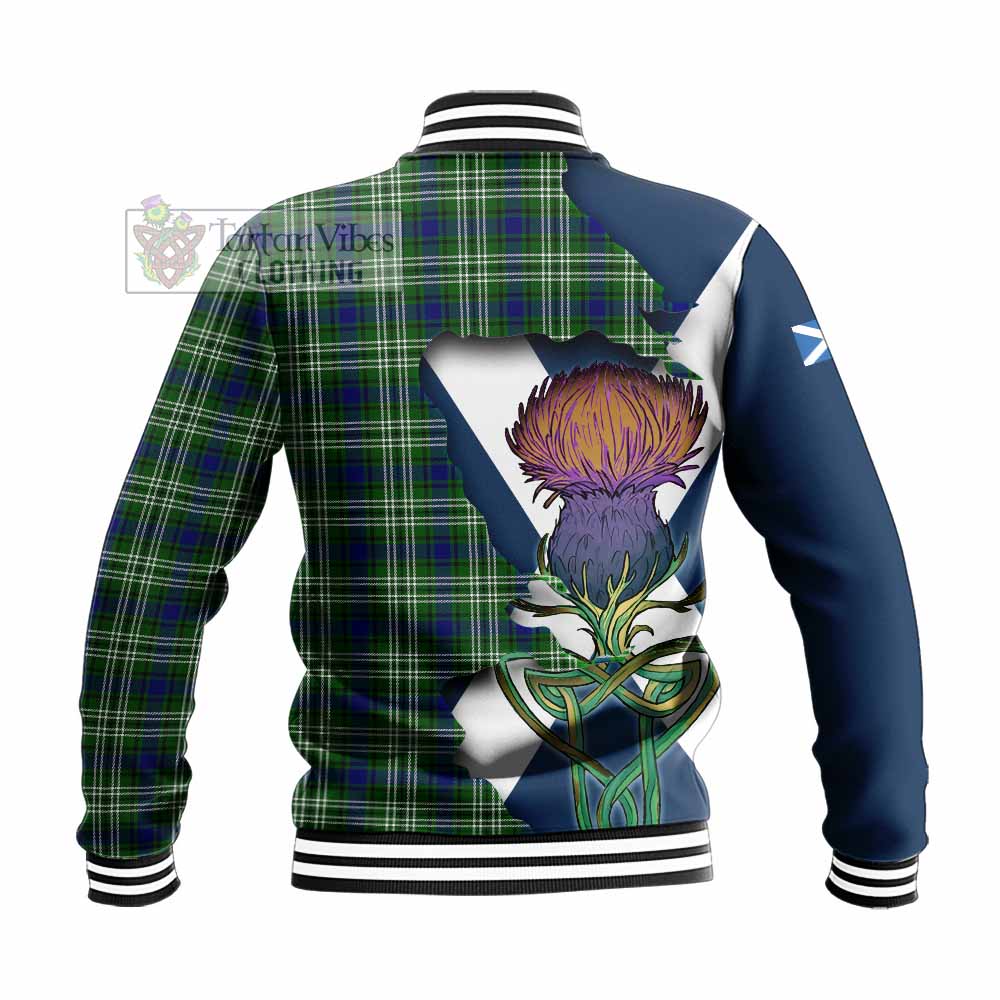 Mow Tartan Family Crest Baseball Jacket Scottish Thistle Celtic Inspired - Tartan Vibes Clothing