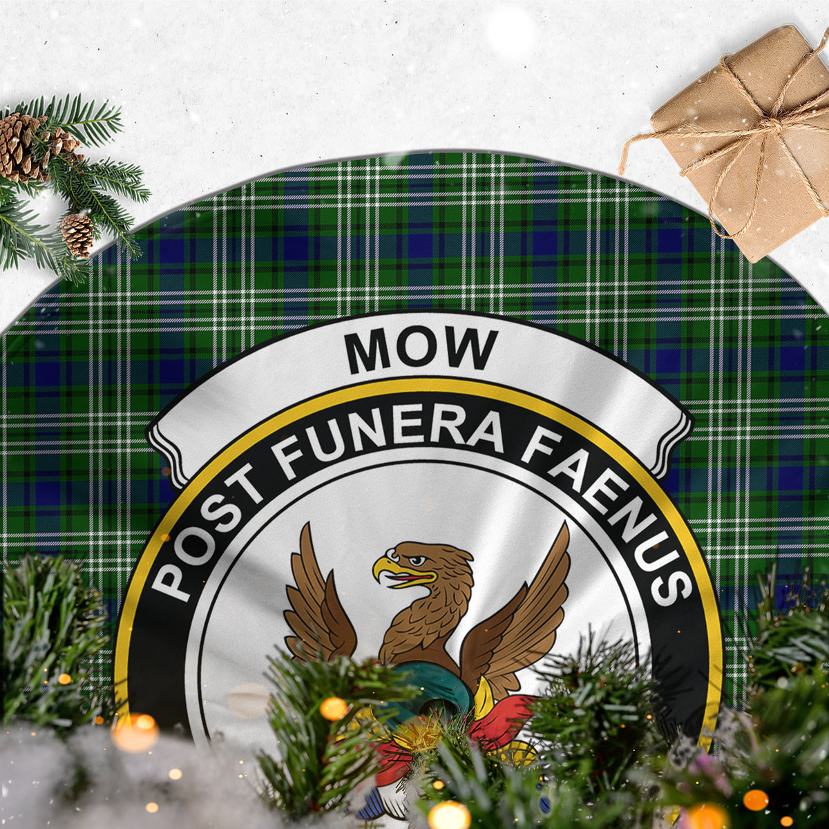 Mow Tartan Christmas Tree Skirt with Family Crest - Tartan Vibes Clothing