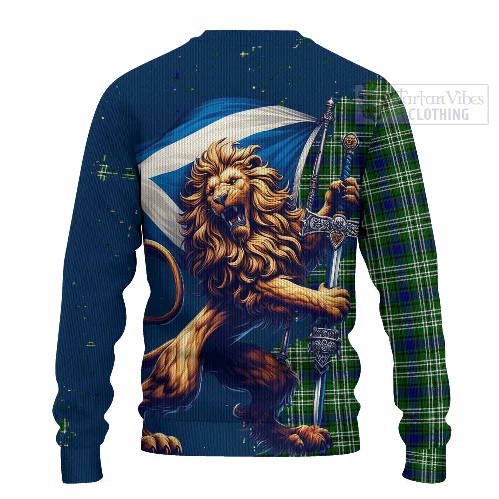 Tartan Vibes Clothing Mow Tartan Family Crest Knitted Sweater with Scottish Majestic Lion