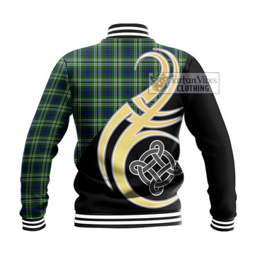 Mow Tartan Baseball Jacket with Family Crest and Celtic Symbol Style - Tartan Vibes Clothing