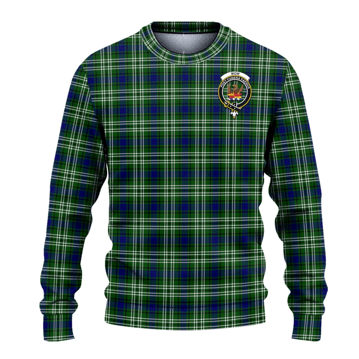 Mow Tartan Knitted Sweater with Family Crest - Tartanvibesclothing