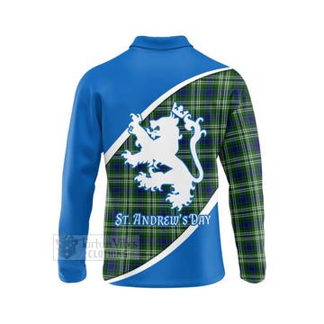 Mow Family Crest Tartan Long Sleeve Polo Shirt Celebrate Saint Andrew's Day in Style - Tartan Vibes Clothing