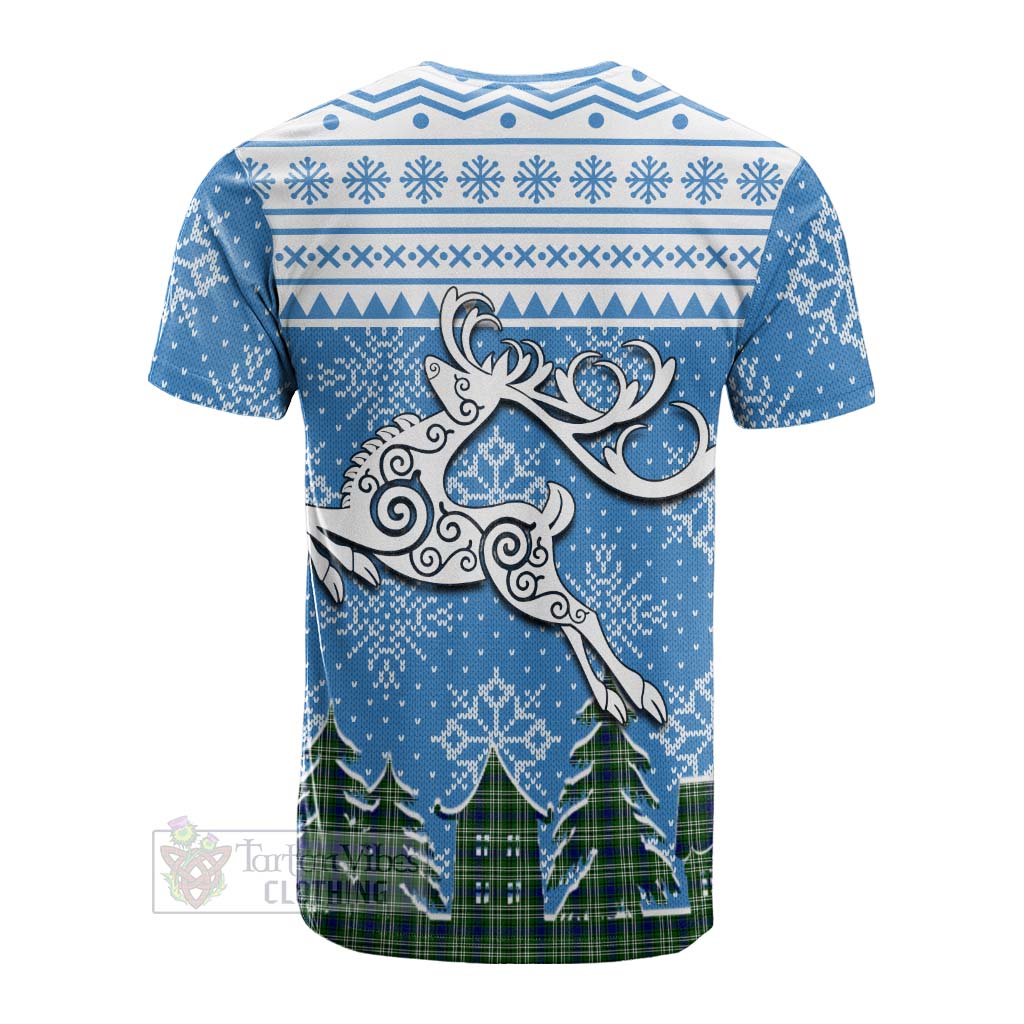 Mow Clan Christmas Cotton T-shirt Celtic Reindeer Style - Tartan Vibes Clothing