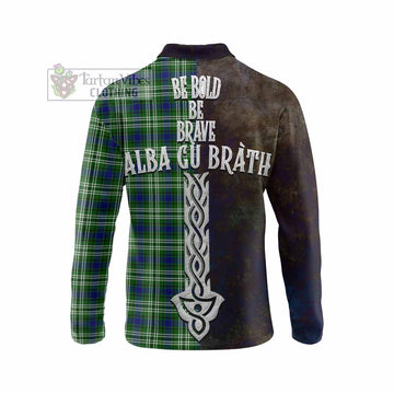 Mow Tartan Family Crest Long Sleeve Polo Shirt Alba Gu Brath Be Brave Lion Ancient Style - Tartan Vibes Clothing