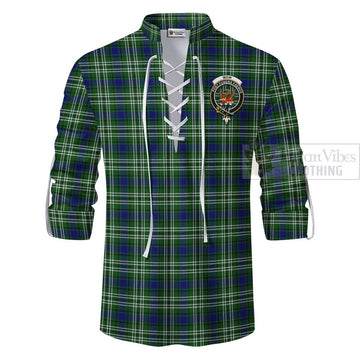 Mow Tartan Ghillie Kilt Shirt with Family Crest Celtic Skull Style - Tartan Vibes Clothing