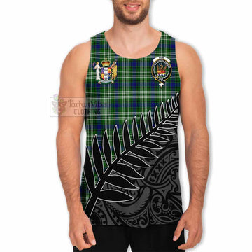 Mow Crest Tartan Men's Tank Top with New Zealand Silver Fern Half Style - Tartan Vibes Clothing