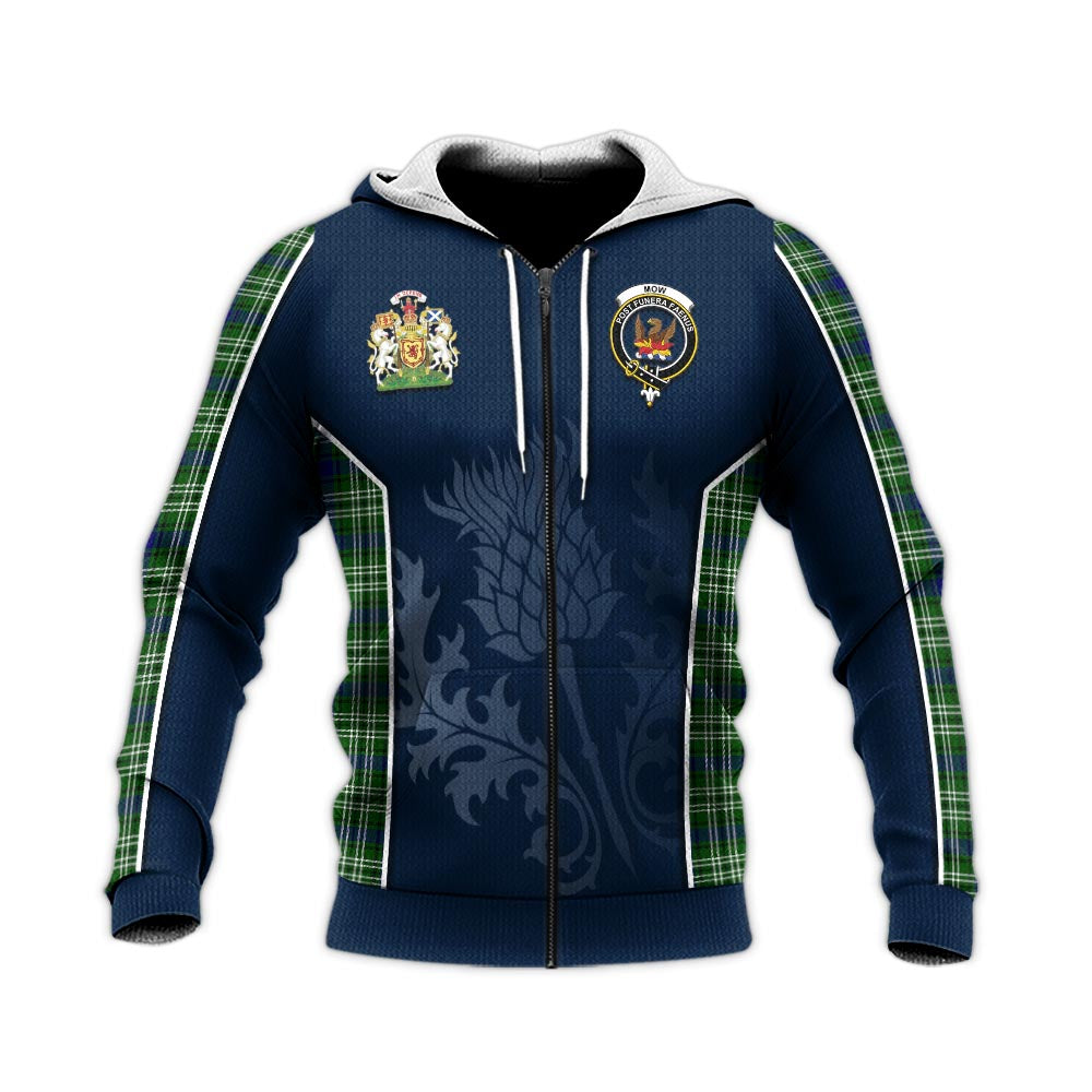 Tartan Vibes Clothing Mow Tartan Knitted Hoodie with Family Crest and Scottish Thistle Vibes Sport Style