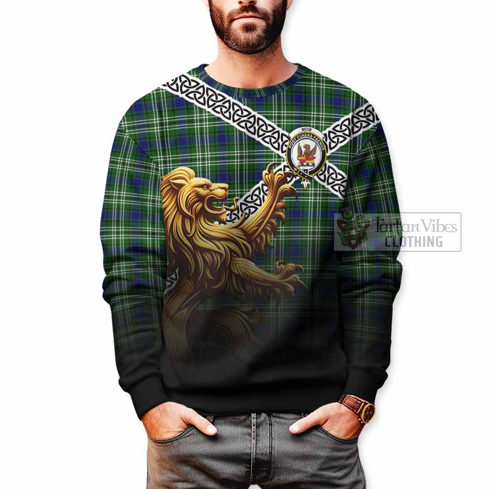 Mow Crest Tartan Sweatshirt with Golden Lion Emblem Celtic Style - Tartan Vibes Clothing