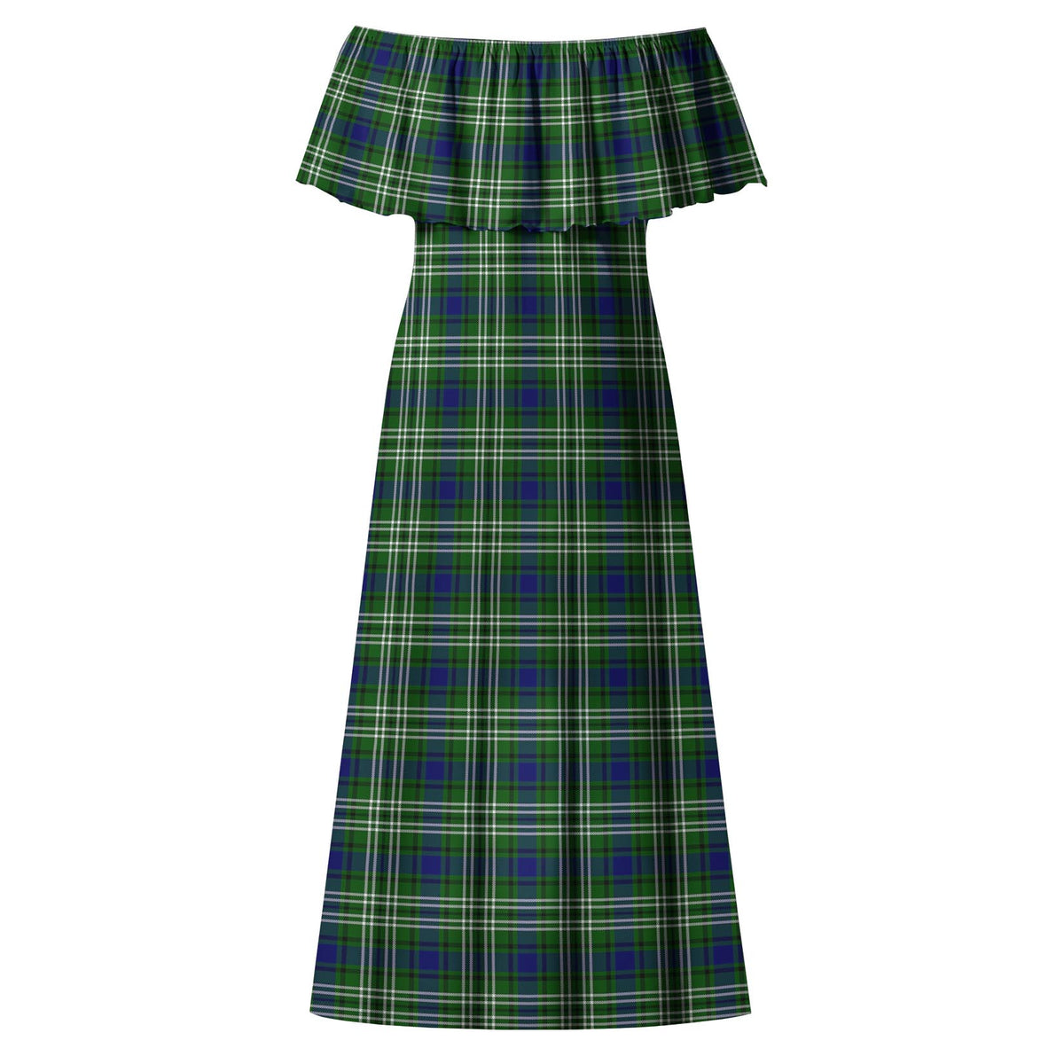 Mow Tartan Off Shoulder Long Dress - Tartan Vibes Clothing