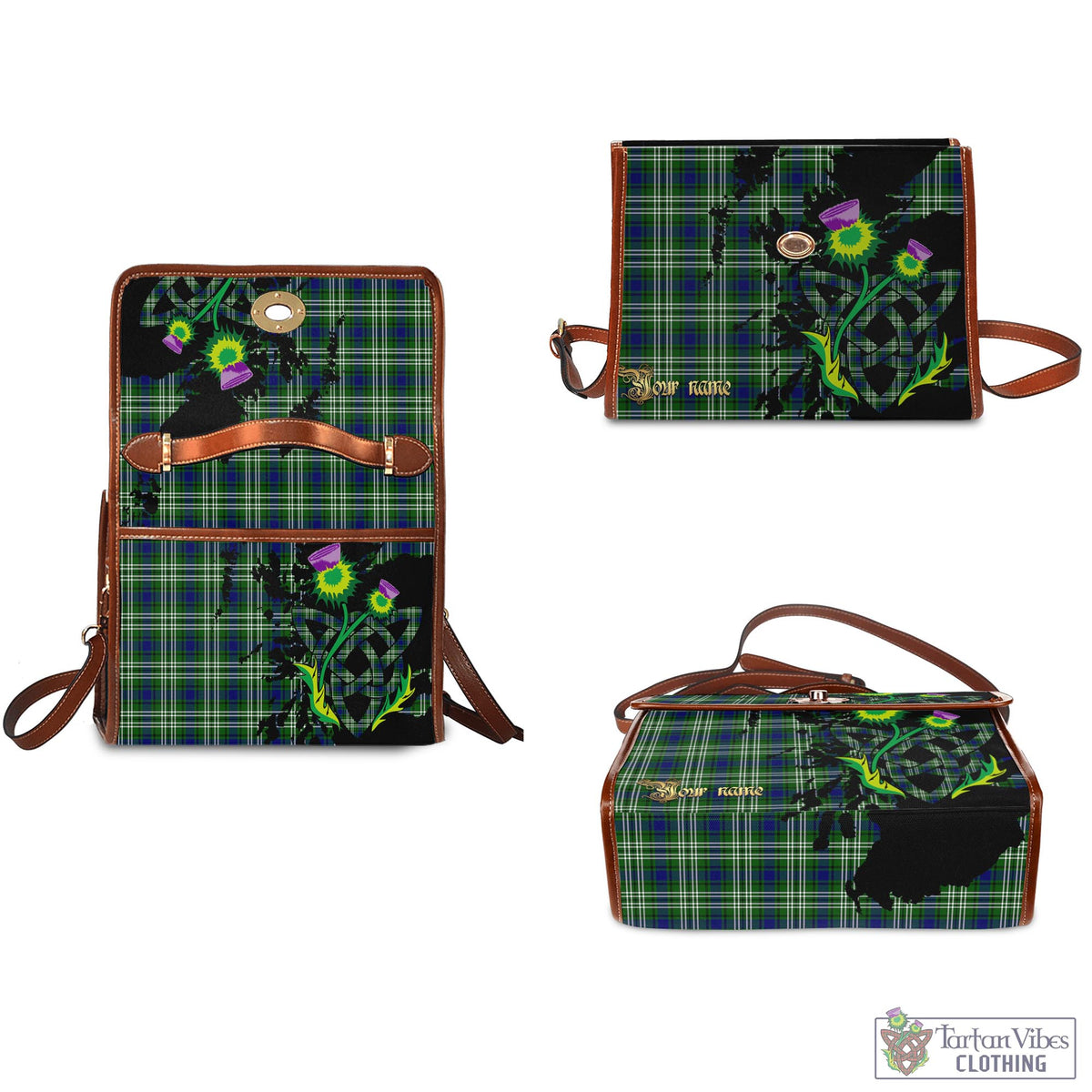 Mow Tartan Waterproof Canvas Bag with Scotland Map and Thistle Celtic Accents - Tartan Vibes Clothing