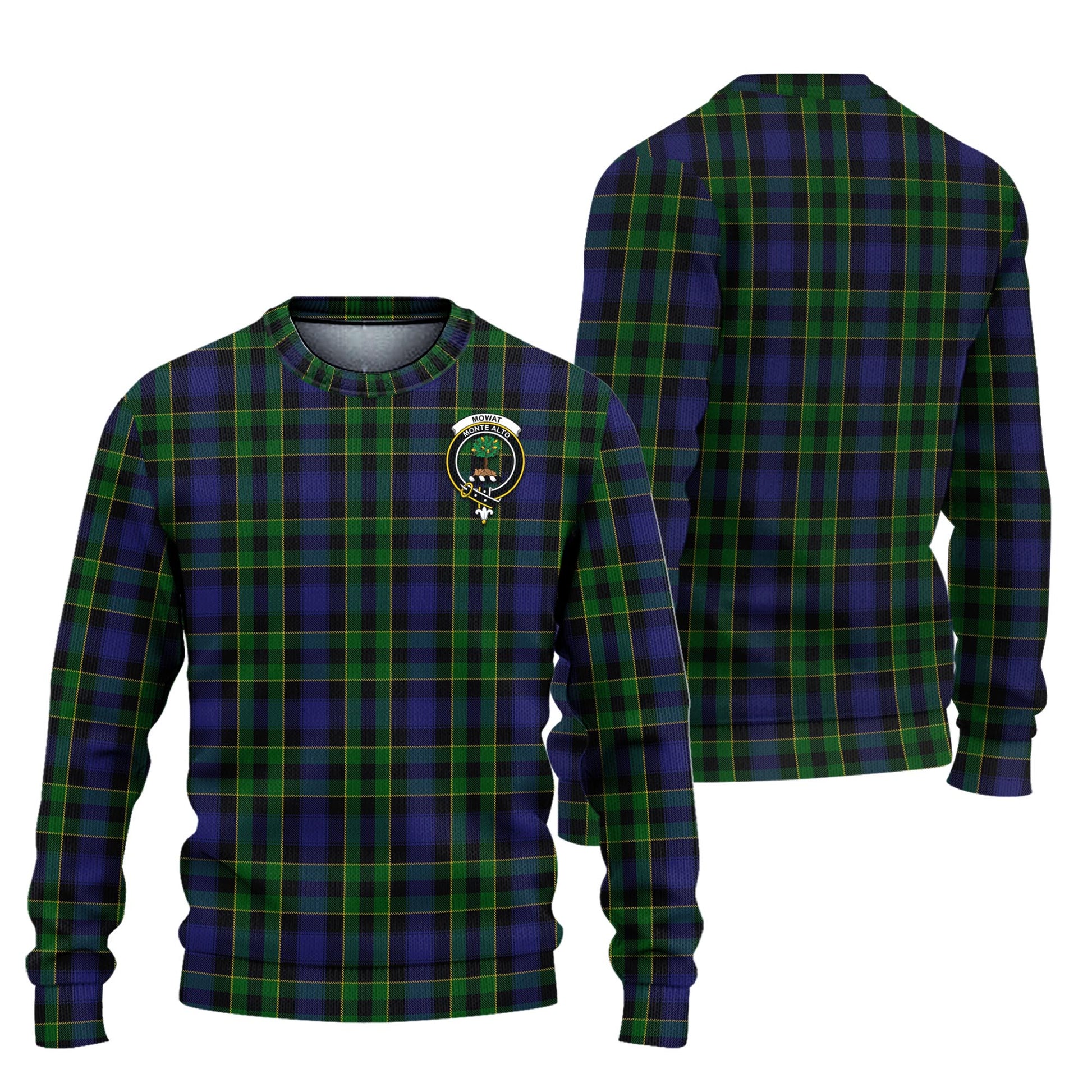 Mowat Tartan Knitted Sweater with Family Crest Unisex - Tartanvibesclothing