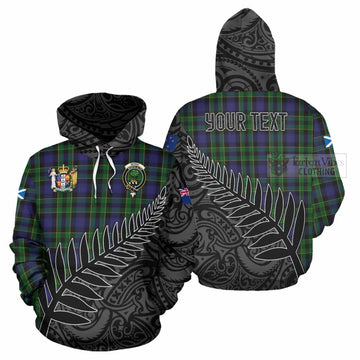 Mowat Crest Tartan Hoodie with New Zealand Silver Fern Half Style