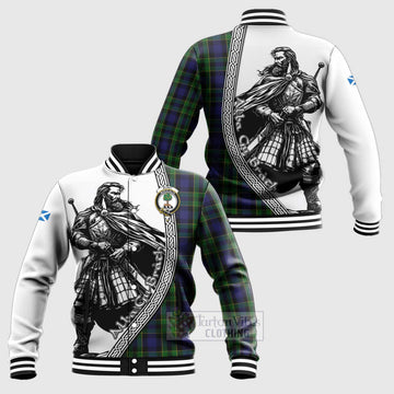 Mowat Tartan Clan Crest Baseball Jacket with Highlander Warrior Celtic Style