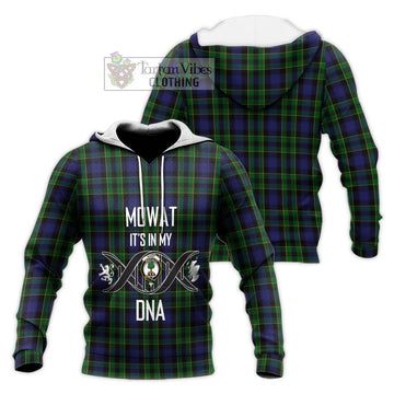 Mowat Tartan Knitted Hoodie with Family Crest DNA In Me Style