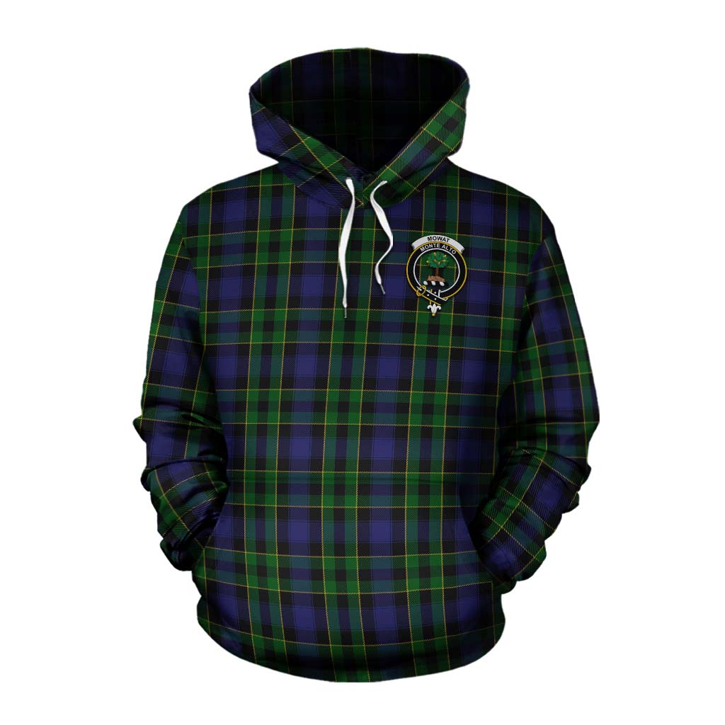 Tartan Vibes Clothing Mowat Tartan Cotton Hoodie with Family Crest Celtic Skull Style