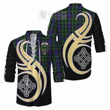 Mowat Tartan Ghillie Kilt Shirt with Family Crest and Celtic Symbol Style Men - Tartan Vibes Clothing